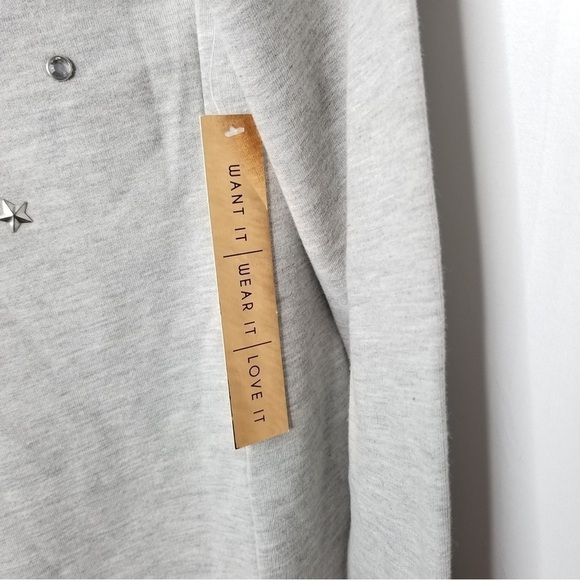 Almost Famous Iconic Embellished Shirt Dress Gray Size Small - Picture 7 of 7